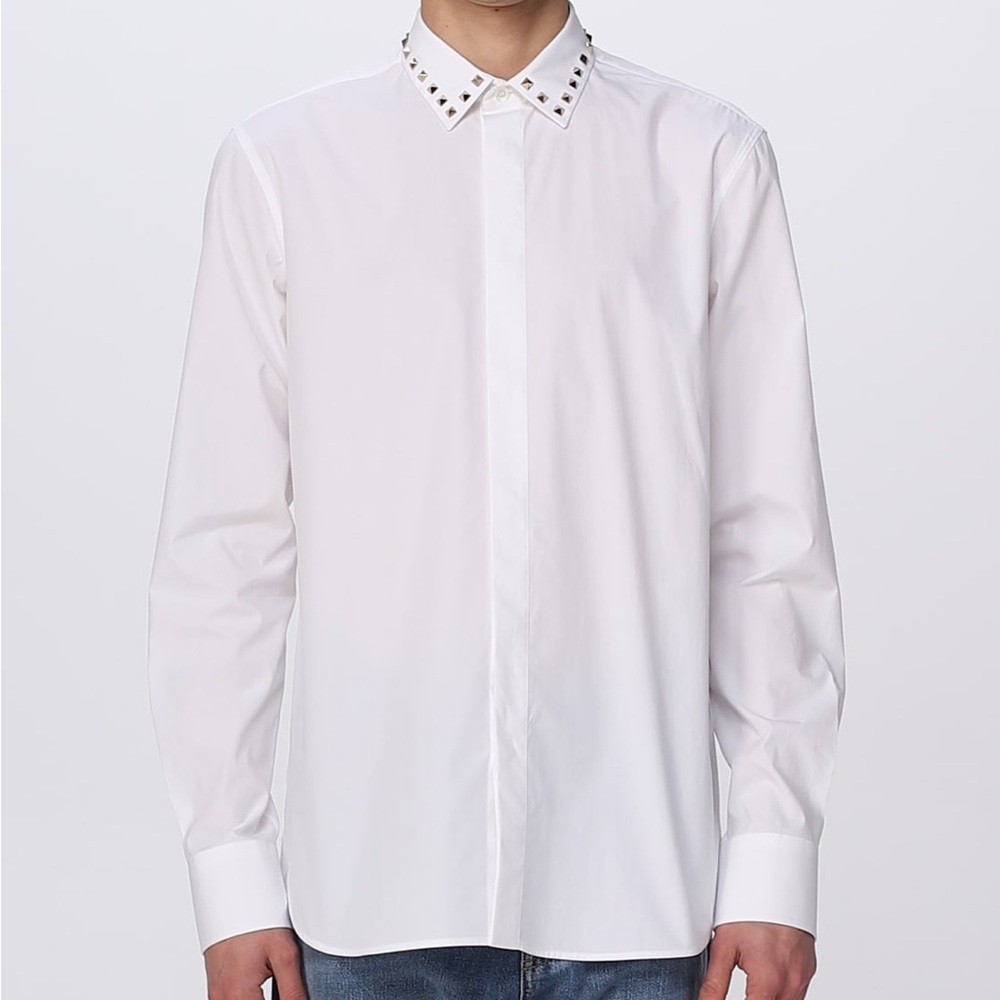 Valentino White Dress Shirt with Studded Collar